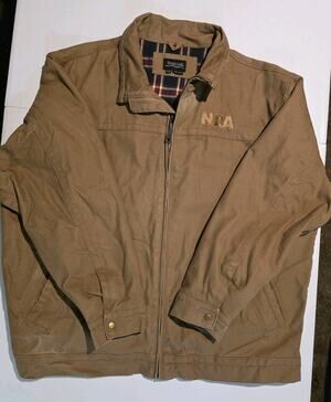 Burks Bay NRA 2XL Brown Duck Canvas Carhartt Style Work Jacket Plaid Lined